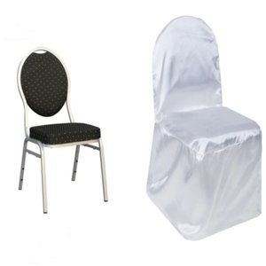 White Glossy Satin Banquet and Reusable Elegant 500 Chair Covers